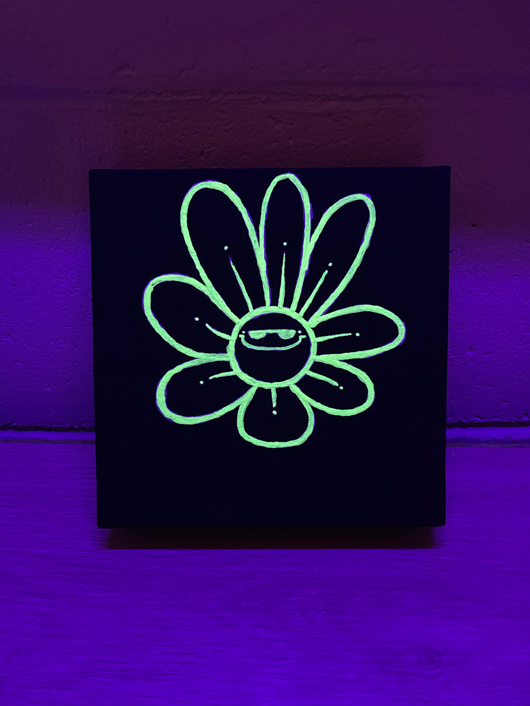 Small Flower Dude -- Glow Acrylic on Canvas